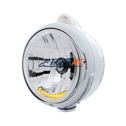 Chrome Guide 682-C Headlight H4 With 10 Amber LED & Dual Mode LED Signal - Clear Lens - United Pacific 32041
