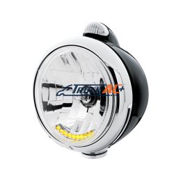 Black Guide 682-C Headlight H4 With 10 Amber LED & Dual Mode LED Signal - Clear Lens - United Pacific 32045