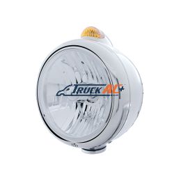 Stainless Steel Guide 682-C Headlight Crystal H4 & Dual Mode LED Signal - Amber Lens - United Pacific 32396