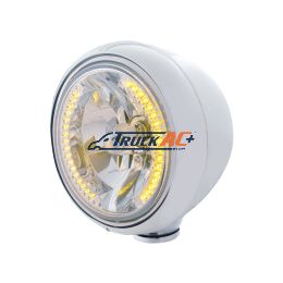 Stainless Steel Guide 682-C Style Headlight H4 Bulb With 34 Amber LED - United Pacific 32418