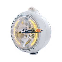 Stainless Steel Guide 682-C Headlight H4 With Amber LED & Dual Mode LED Signal-Clear Lens - United Pacific 32423