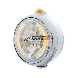 Chrome Guide 682-C Headlight H4 With Amber LED & Dual Mode LED Signal - Amber Lens - United Pacific 32426