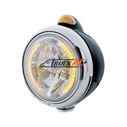 Black Guide 682-C Headlight H4 With Amber LED & Dual Mode LED Signal - Amber Lens - United Pacific 32430