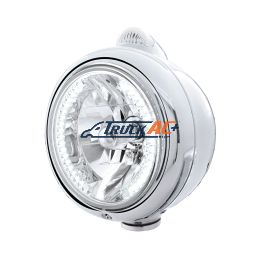 Stainless Steel Guide 682-C Headlight H4 With White LED & Dual Mode LED Signal - Clear Lens - United Pacific 32435