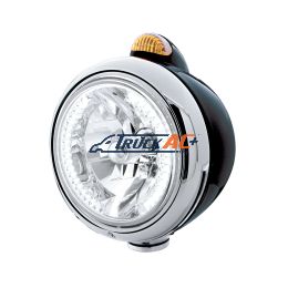 Black Guide 682-C Headlight H4 With White LED & Dual Mode LED Signal - Amber Lens - United Pacific 32442