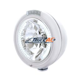 Chrome Classic Headlight H4 With 34 White LED & Dual Mode LED Signal - Clear Lens - United Pacific 32483