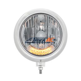 Stainless Steel Classic Headlight H4 Bulb With 6 Amber LED - United Pacific 32508
