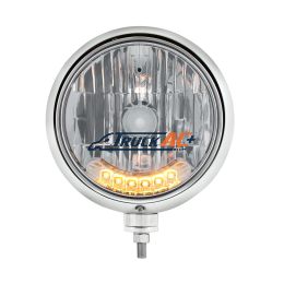 Stainless Guide 682-C Style Headlight H4 Bulb With 6 Amber LED - United Pacific 32557