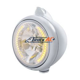 Chrome Guide 682-C Headlight H4 With Amber LED & Original Style LED Signal - Clear Lens - United Pacific 32627