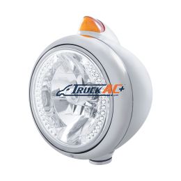 Chrome Guide 682-C Headlight H4 With White LED & Original Style LED Signal - Amber Lens - United Pacific 32628