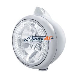 Chrome Guide 682-C Headlight H4 With White LED & Original Style LED Signal - Clear Lens - United Pacific 32629