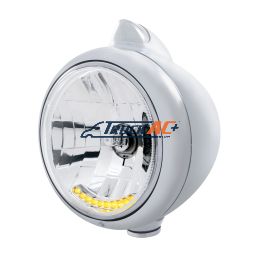Chrome Guide 682-C Headlight H4 With 10 Amber LED & Original Style Turn - Clear Lens - United Pacific 32631