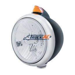 Black Guide 682-C Style Headlight Crystal H4 & Original Style LED Signal - Amber Lens - United Pacific 32640