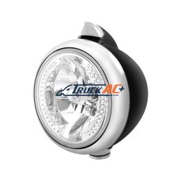 Black Guide 682-C Headlight H4 With White LED & Original Style LED Signal - Clear Lens - United Pacific 32645