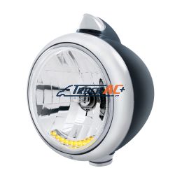 Black Guide 682-C Headlight H4 With 10 Amber LED & Original Style LED Signal-Clear Lens - United Pacific 32647