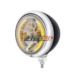 Black Guide 682-C Style Headlight H4 Bulb With 34 Amber LED - United Pacific 32653