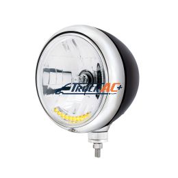 Black Guide 682-C Style Headlight H4 Bulb With 10 Amber LED - United Pacific 32655