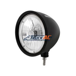 Black "Billet" Style Groove Headlight 9007 Bulb With White LED Halo Rim - United Pacific 32670