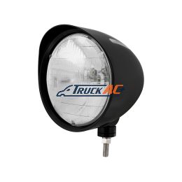 Black "Billet" Style Groove Headlight With Visor H6024 Bulb - United Pacific 32678
