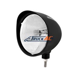 Black "Billet" Style Groove Headlight With Visor H6014 Bulb - United Pacific 32685