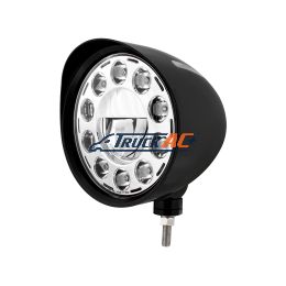 Black "Billet" Style Groove Headlight With Visor 11 LED Bulb - Chrome - United Pacific 32689