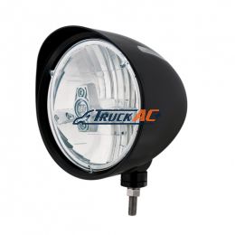 Black "Billet" Style Groove Headlight With Visor 5 LED Bulb - Chrome - United Pacific 32691