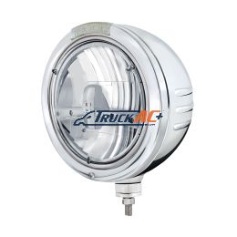 Stainless Steel Bullet Embossed Stripe Headlight 5 LED Bulb & Dual Mode LED Signal - Clear Lens - United Pacific 32747