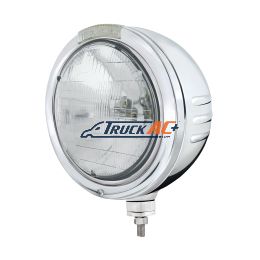 Stainless Steel Bullet Embossed Stripe Headlight H6024 & Dual Mode LED Signal - Clear Lens - United Pacific 32753