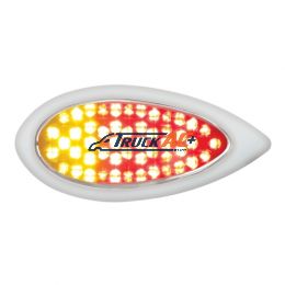 51 LED Duo "Teardrop" Auxiliary/Utility Light With Bezel - Red + Amber LED/Clear Lens - United Pacific 37964