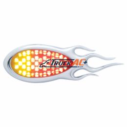 51 LED Duo "Inferno" Auxiliary/Utility Light With Flame Bezel - Red+Amber LED/Clear Lens - United Pacific 37965