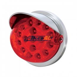 17 LED Watermelon Clear Reflector Flush Mount Kit With Visor - Red LED/Red Lens - United Pacific 37283
