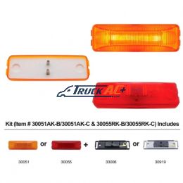 Rectangular Light Kit (Clearance/Marker) With Chrome Bracket - Red Lens - United Pacific 30055RK-C