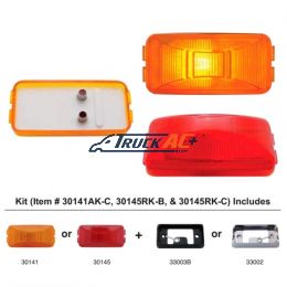 Rectangular Light Kit (Clearance/Marker) With Chrome Bracket - Red Lens - United Pacific 30145RK-C