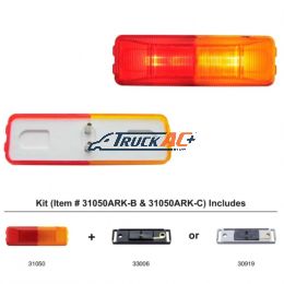 Incandescent Rectangular Fender Mount Light (Clearance/Marker) With Black Bracket - Amber & Red Lens - United Pacific 31050ARK-B