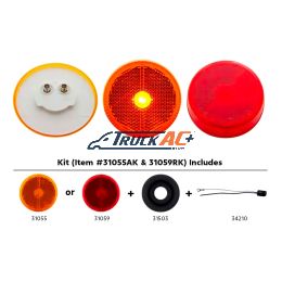 2-1/2" Round Reflectorized Light Kit (Clearance/Marker) - Red Lens - United Pacific 31059RK