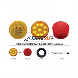 9 LED 2" Round Light Kit (Clearance/Marker) - Amber LED/Amber Lens - United Pacific 38170BAK