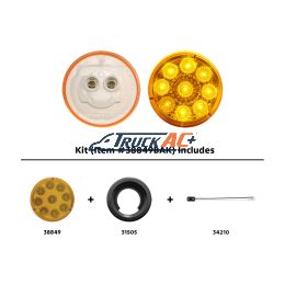 9 LED 2" Round Reflector Light Kit (Clearance/Marker) - Amber LED/Amber Lens - United Pacific 38849BAK