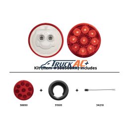 9 LED 2" Round Reflector Light Kit (Clearance/Marker) - Red LED/Red Lens - United Pacific 38850BRK