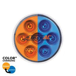 7 LED 2" Round Double Fury Light (Clearance/Marker) - Amber & Blue LED/Clear Lens - United Pacific 35937