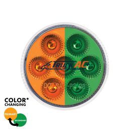 7 LED 2" Round Double Fury Light (Clearance/Marker) - Amber & Green LED/Clear Lens - United Pacific 35938