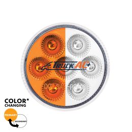 7 LED 2" Round Double Fury Light (Clearance/Marker) - Amber & White LED/Clear Lens - United Pacific 35941