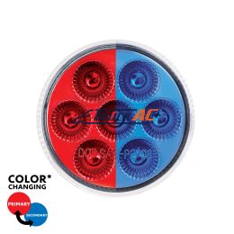 7 LED 2" Round Double Fury Light (Clearance/Marker) - Red & Blue LED/Clear Lens - United Pacific 35942