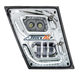 Chrome High Power LED Fog Light With LED DRL & Position Light for 2003-2017 Volvo VN/VNL - Passenger - United Pacific 32595