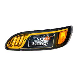 Black LED Headlight With LED Turn, Position, & DRL For Peterbilt 386 (2005-2015) & 387 (1999-2010)- Driver - United Pacific 31073