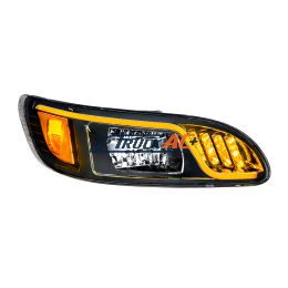Black LED Headlight With LED Turn, Position, & DRL For Peterbilt 386 (2005-2015) & 387 (1999-2010)- Passenger - United Pacific 31074