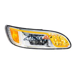 Chrome LED Headlight With LED Turn, Position, & DRL For Peterbilt 386(2005-2015) & 387(1999-2010)- Passenger - United Pacific 31083