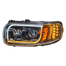 High Power LED "Blackout" Headlight With 16 LED Turn & 57 LED Bar For 2008-2024 Peterbilt 389- Driver - United Pacific 31146