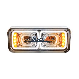 High Power LED "Chrome" Projection Headlight With LED Turn Signal & Position Light Bar - Driver - United Pacific 31154