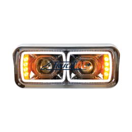 High Power LED "Blackout" Projection Headlight With LED Turn Signal & Position Light Bar - Driver - United Pacific 31156