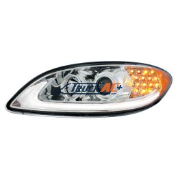 3596016C94 Chrome Projection Headlight With LED Turn Signal & Light Bar For 2006-2017 International Prostar - Driver - United Pacific 31175